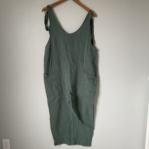 Originality Gauze Jumpsuit Sleeveless Adjustable Green Women's Size Small